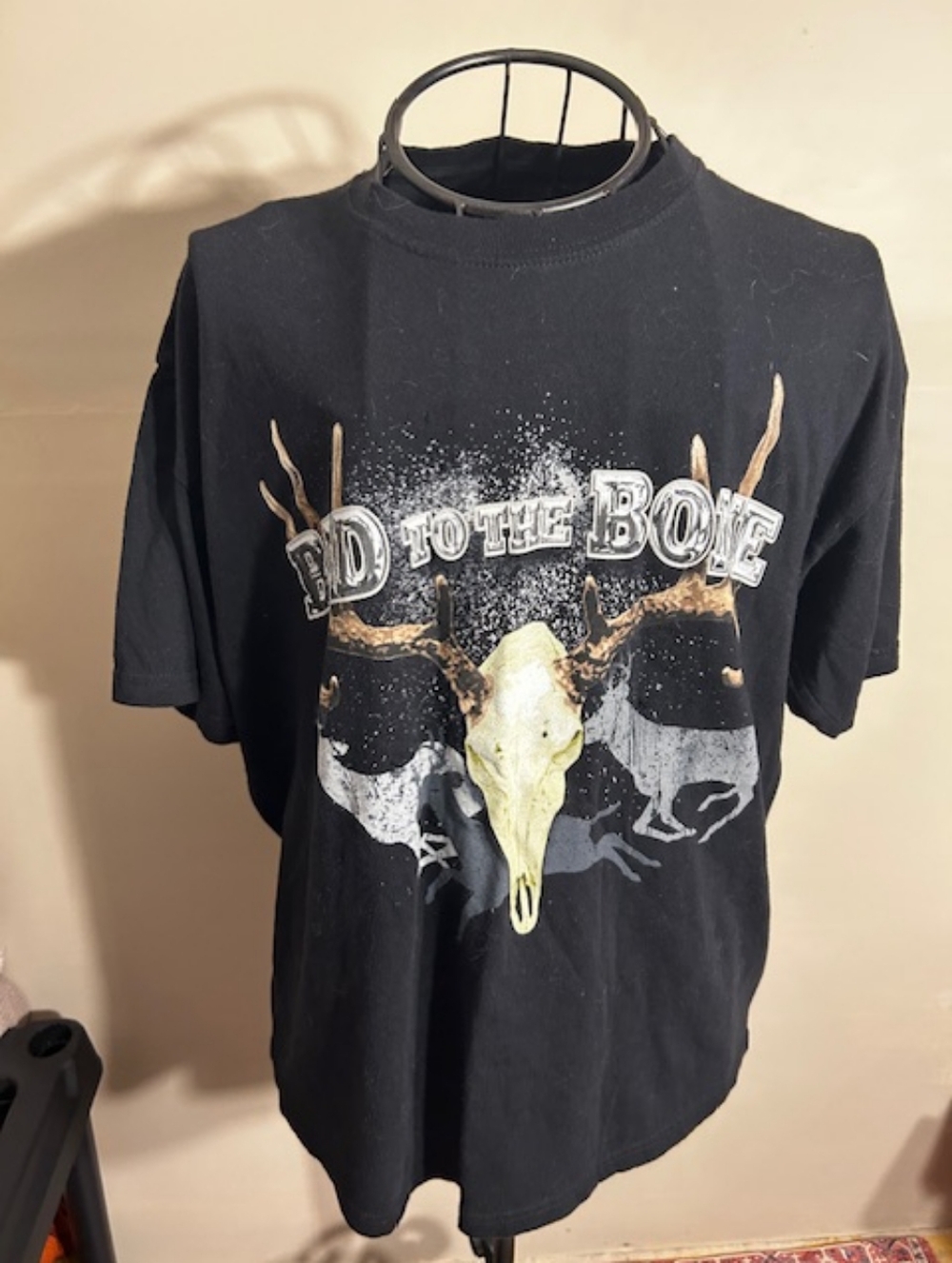 🌟 deer skull size large mens tee shirt graphic top black  hunting t